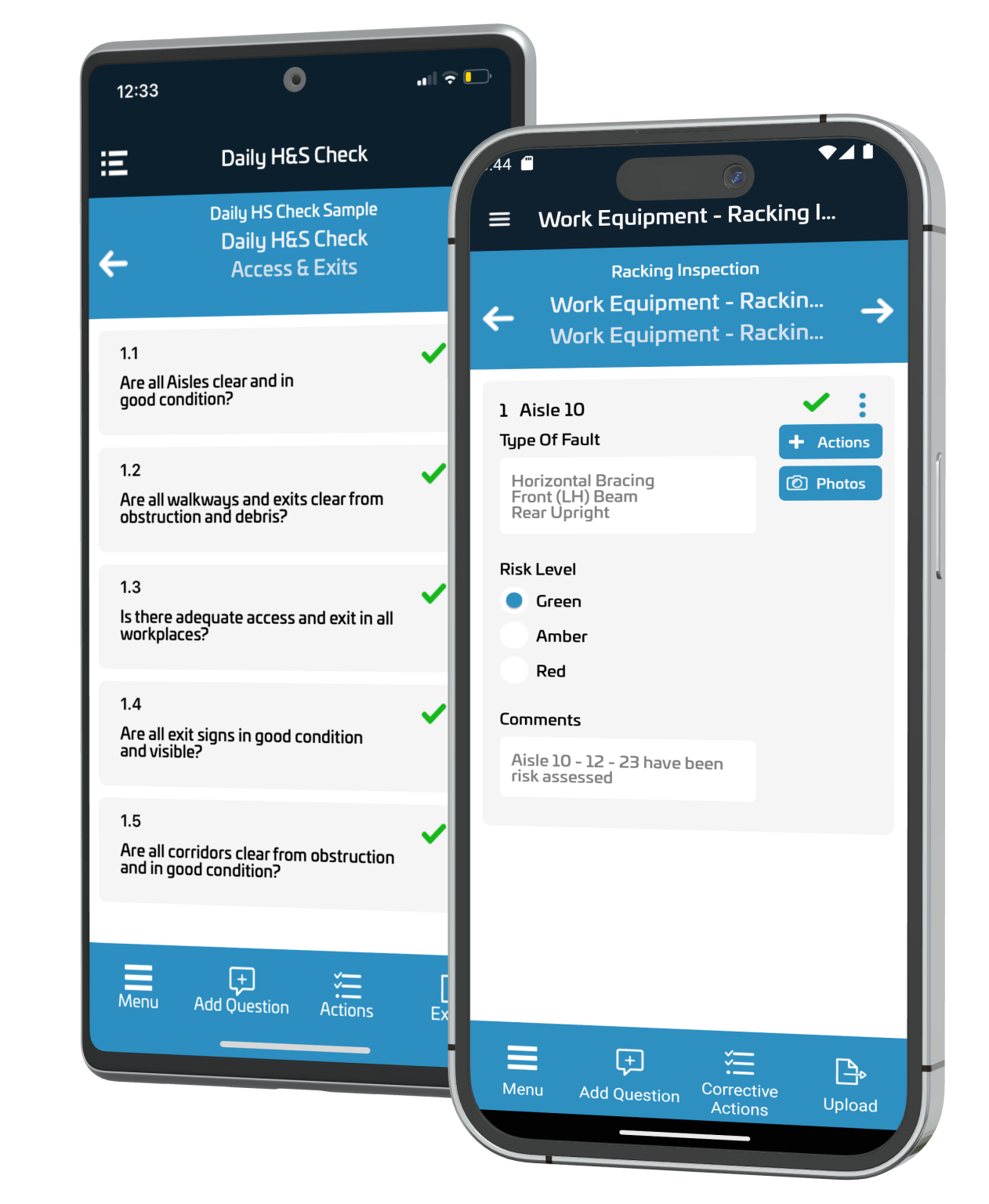Health and safety inspection and reporting app